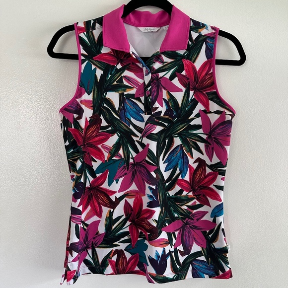 Lady Hagen Tops - Lady Hagen Tops Lady Hagen Tropical Floral Sleeveless Golf Polo Size XS